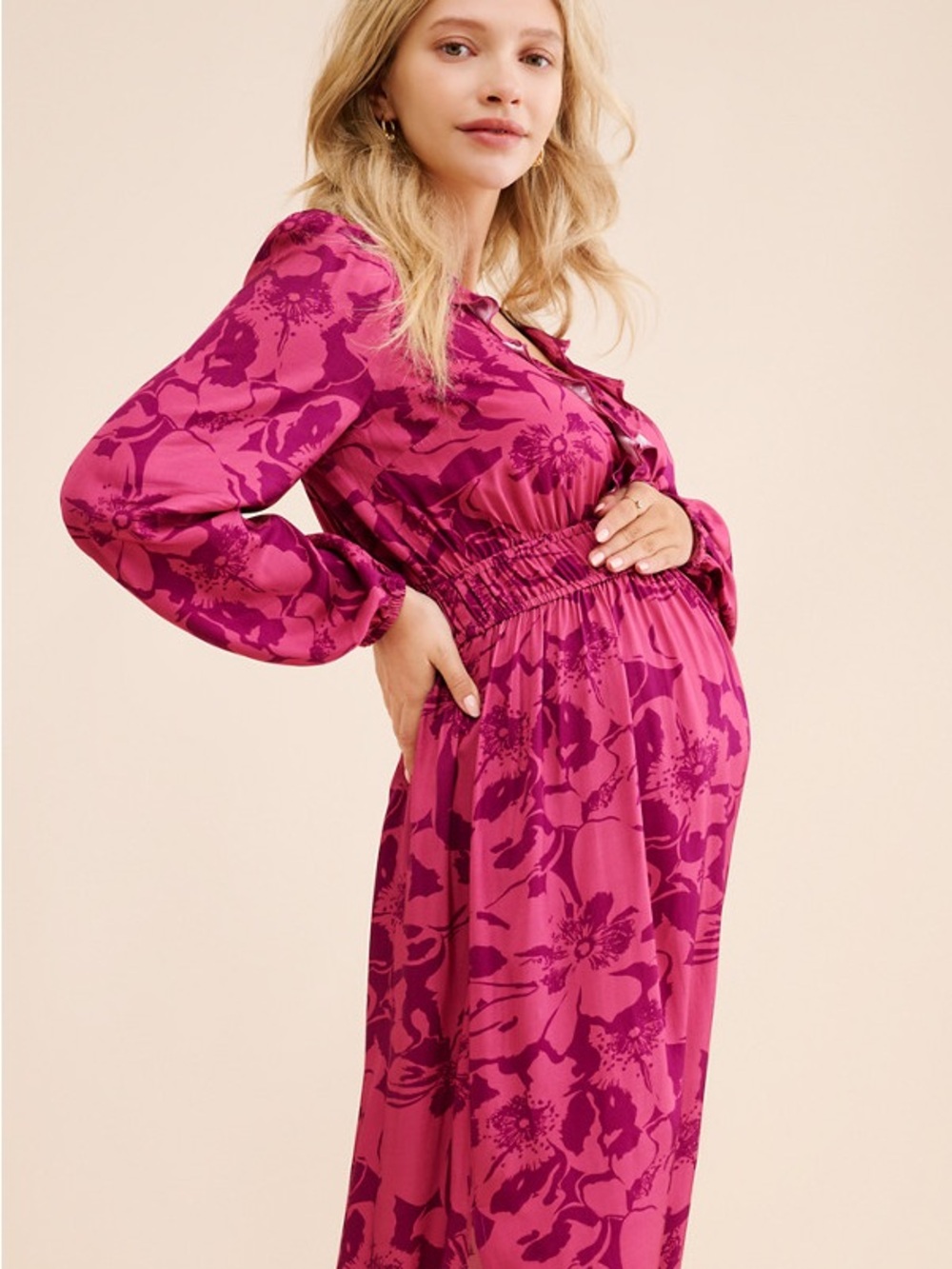 Ingrid & Isabel Magenta Floral Maternity Top